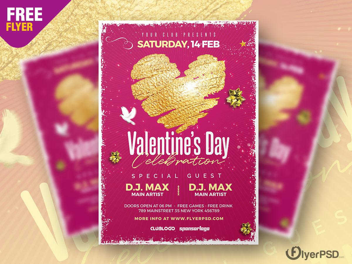 Valentine's Day Celebration Flyer PSD