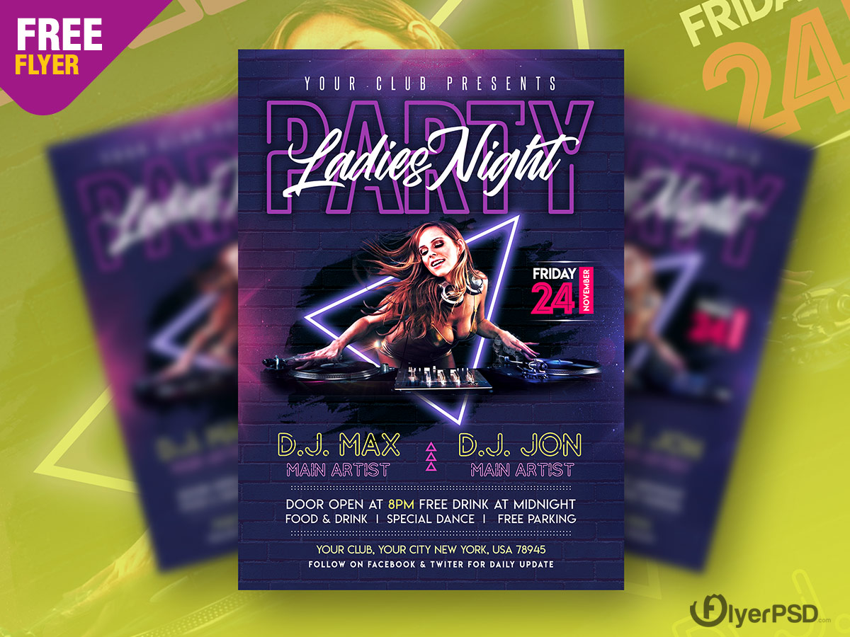 Ladies Club Party Flyer PSD