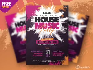 House Music Party Flyer PSD Template