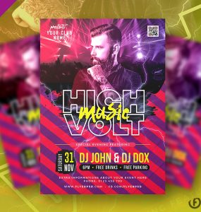 High Voltage Music Party Flyer PSD