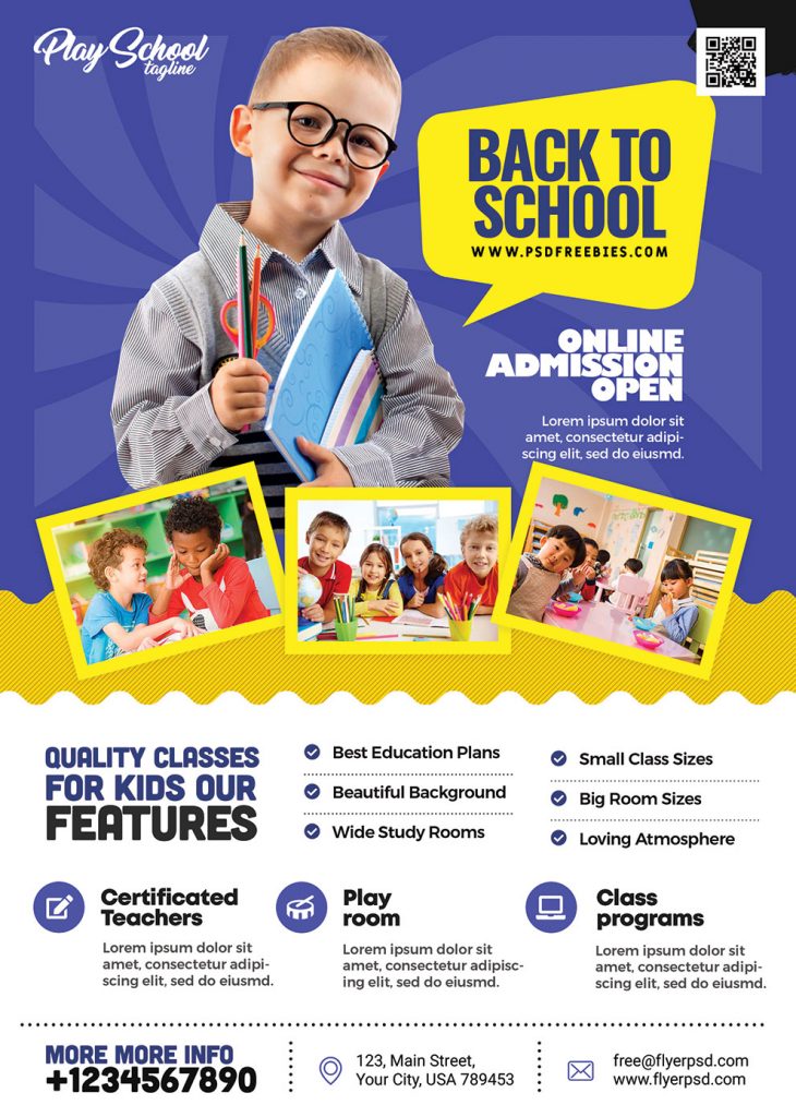 School Kids Admission Open Flyer PSD Template