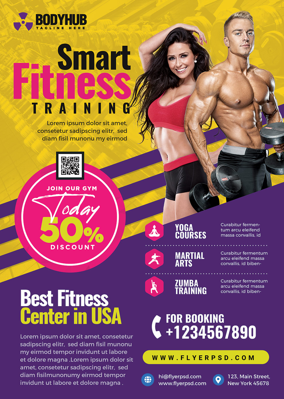 Fitness Gym Promotion Flyer PSD Template Preview Flyer PSD