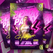 Beach DJ Music Party Flyer PSD