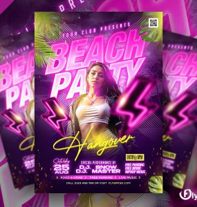 Beach DJ Music Party Flyer PSD