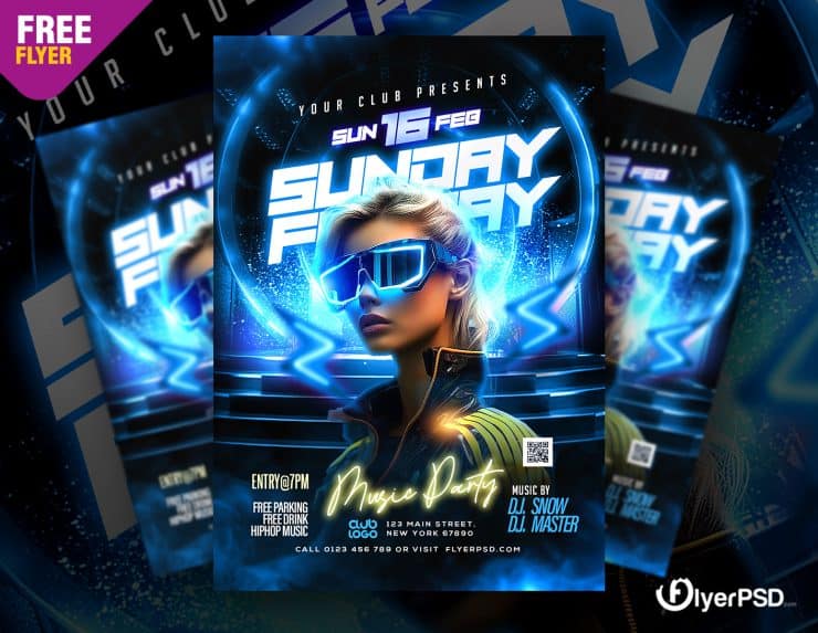 Crazy Weekend Club Music Party Flyer PSD