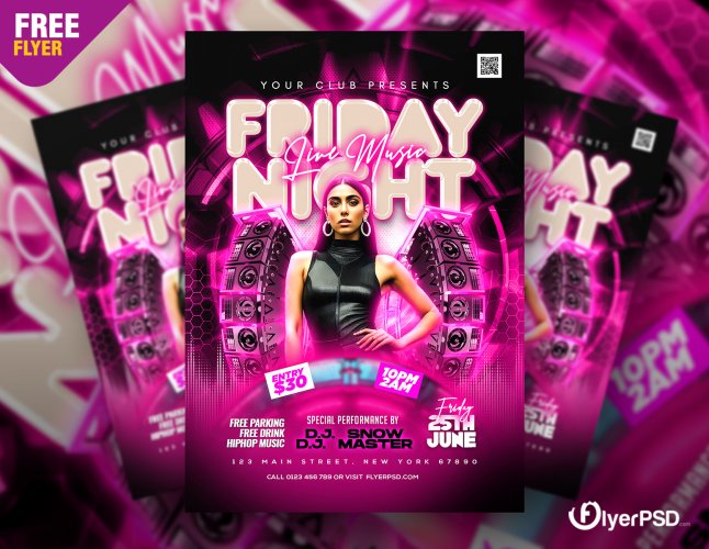 Night Club Crazy Music Party Flyer PSD