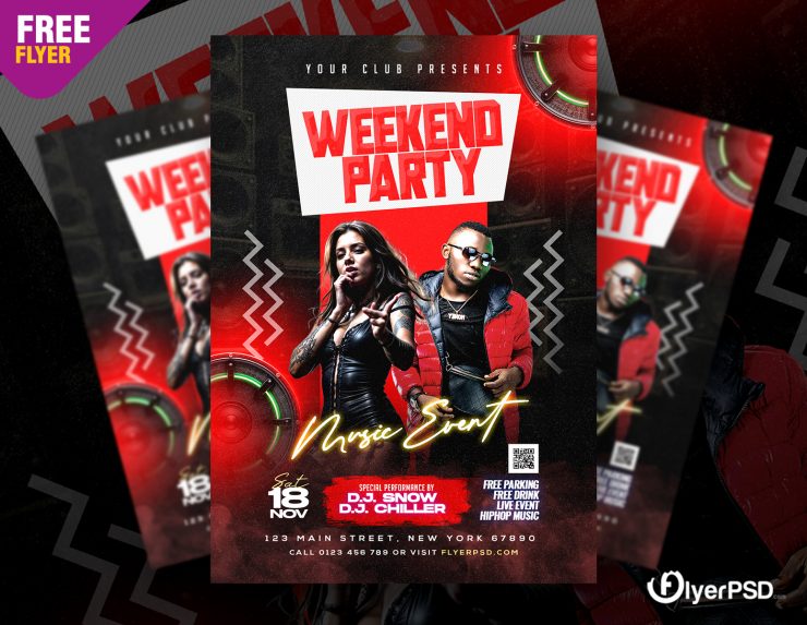 Night Club Weekend Music Party Flyer PSD