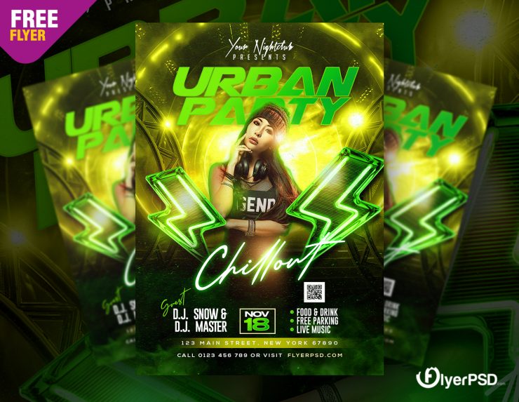 Urban Night Club Music Party Flyer PSD