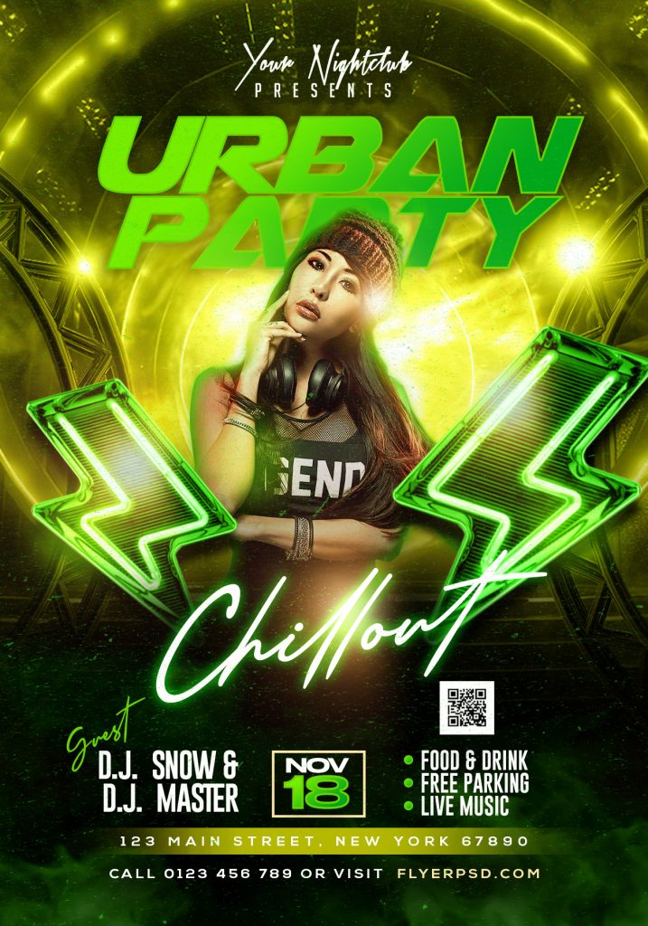 Urban Night Club Music Party Flyer PSD