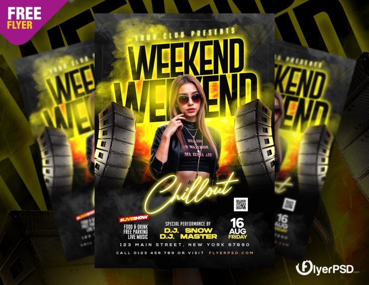 Weekend Club Party Flyer PSD Template