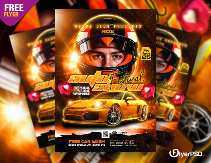 Auto Car Show Flyer Design PSD