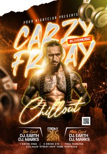 Crazy Friday Chillout Party Flyer PSD