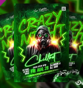 Crazy Night Chillout Party Flyer PSD