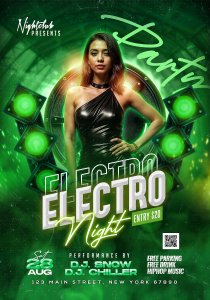 Electro Music Night Club Flyer Design PSD