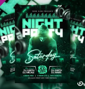 Saturday Night Club DJ Party Flyer PSD