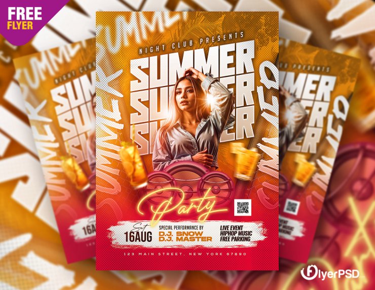 Summer Beach Party Flyer Design PSD