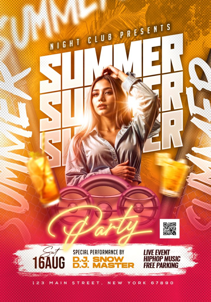 Summer Beach Party Flyer Design PSD