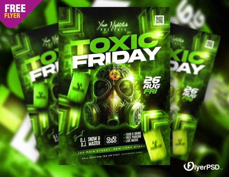 Toxic Friday DJ Music Event Flyer PSD