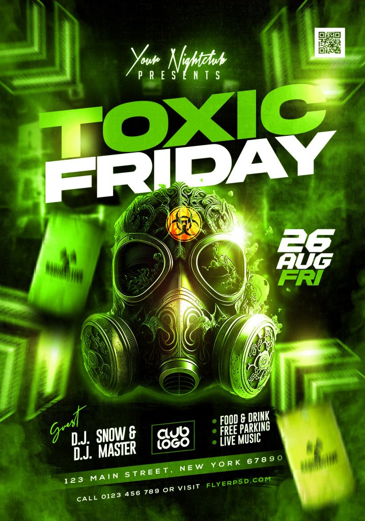 Toxic Friday DJ Music Event Flyer PSD