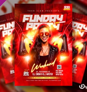 Sunday Funday Club Party Flyer PSD