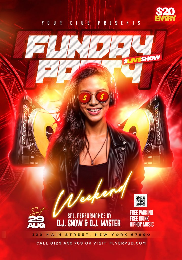 Sunday Funday Club Party Flyer PSD