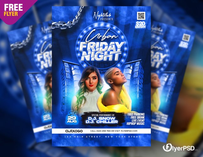 Urban Night Weekend DJ Party Flyer PSD