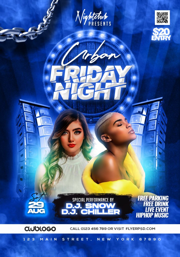 Urban Night Weekend DJ Party Flyer PSD