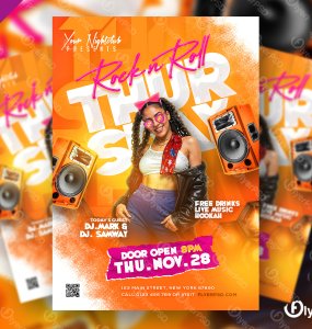 Rock n Roll Thursday Party Flyer PSD