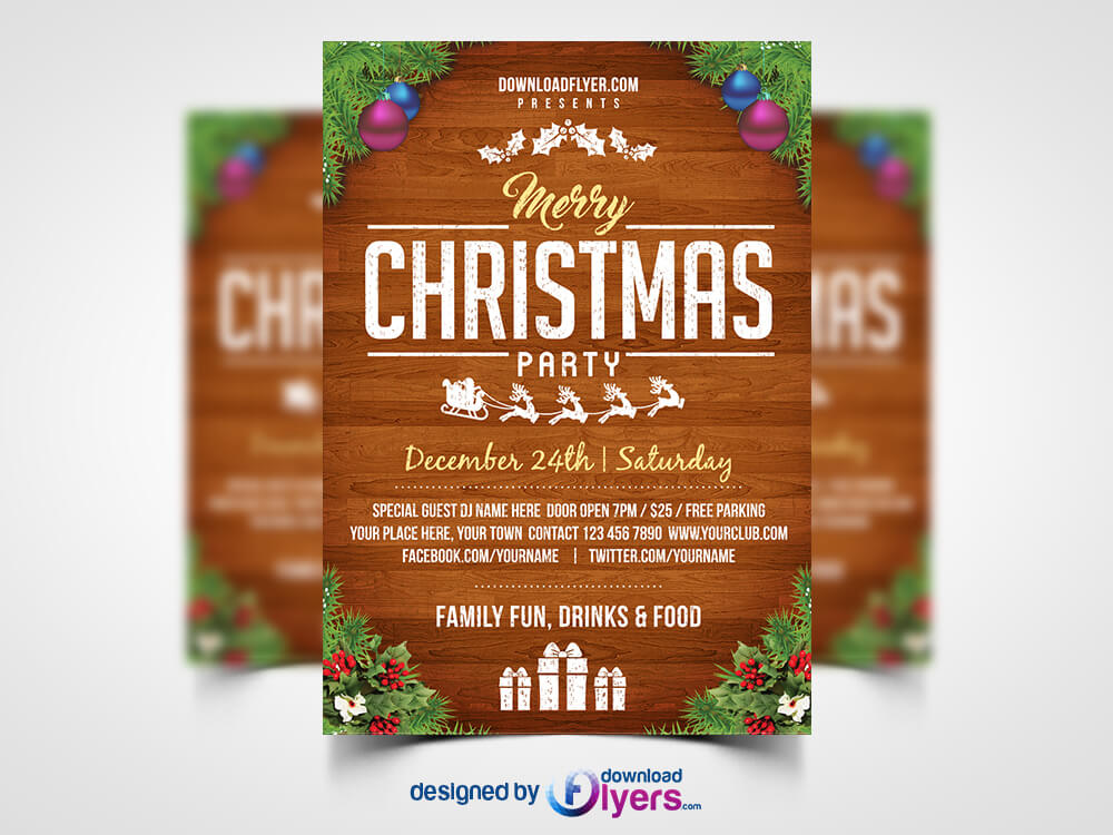 Free Christmas Party Flyer Template PSD