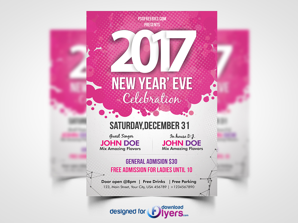 New Year Eve Party Flyer Free PSD