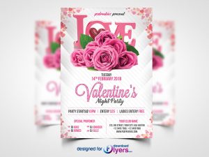 Premium Valentines Party Flyer PSD Template